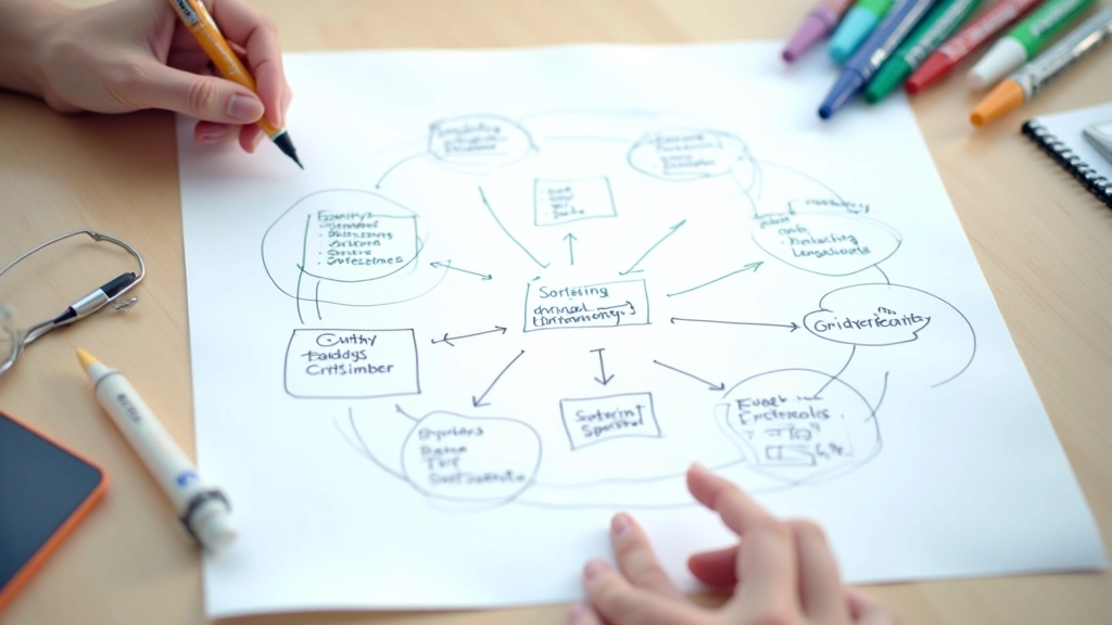 Whiteboard sketch showing three website architecture models with arrows indicating geographic targeting and domain structure