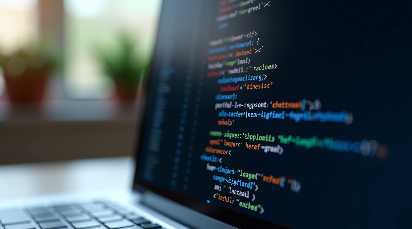 Laptop screen showing HTML code with hreflang tags highlighted